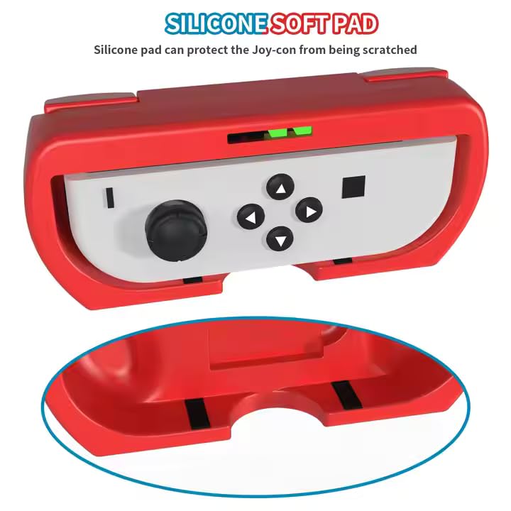 Image of TMG Nintendo Switch Joy-Con Steering Wheel, 2-Pack Racing Game Controller Grip, Red and Blue