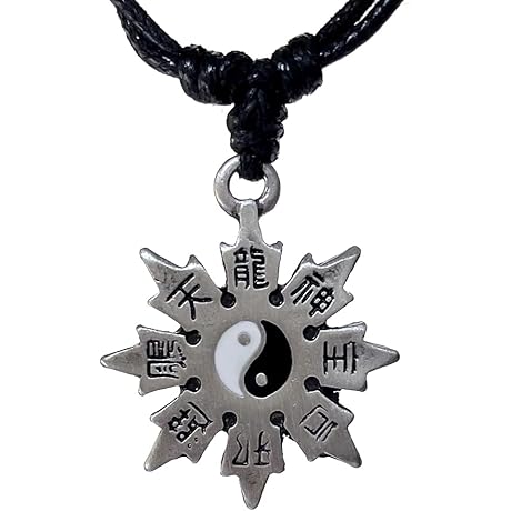 Yin Yang Ninja Star Shuriken Necklace