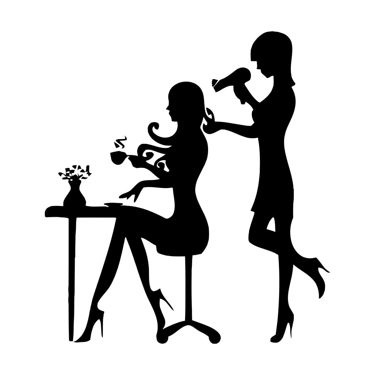 Lzhouting Women's Wall Stickers 6538 Vinyl Wall Sticker Hairstyling Hair Salon Wall Decal Hair Cut Design Window Poster Hairdresser Vinyl Wall Art Decals Extra Large - 68X75cm
