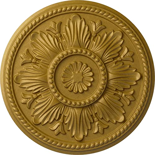 Image of Ekena Millwork CM18EDPGS Edinburgh Ceiling Medallion fits Canopies up to 5 1 /4, Pharaohs Gold