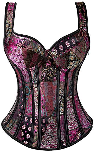 Lista de Corsés y bustiers para Mujer de esta semana. 43 HNGHOU Corsés de encaje para mujer, push up, moldeador, corsé para overbusto, corpiño, Multicolor, XXL