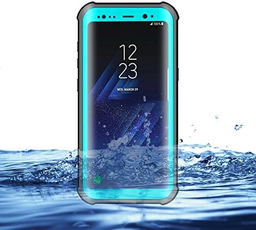 Eazewell Durable Ultra Slim 100% Waterproof Case Shockproof Dustproof Snowproof Hard Shell Underwater Protective Box Rugged Cover with Kickstand for Samsung Galaxy S8+ Plus SM-G955 (Cyan)