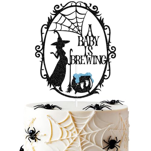Blue Glitter “A Baby Is Brewing” Cake Topper