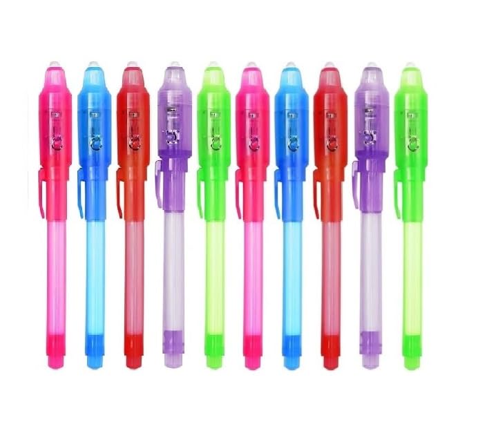 Image of Eclet 10 Pcs Invisible Pen Set for Kids, Secret Message Magic Ink Pen with UV Light, Fun Spy Writing Pen for School, Party, Return Gift & Stationery Use - TR