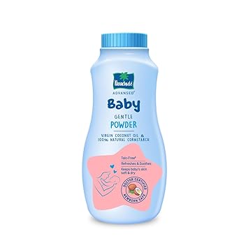 Parachute Advansed Baby Gentle Powder| Enriched with Virgin Coconut Oil| 100% Natural Cornstarch| Talc-Free| Refreshes Babys Skin| 200 ML