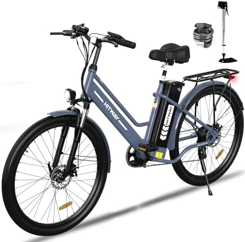 HITWAY Electric Bike for Adults 26″ x2.35 Electric Mountain Bike with 500W Motor, Ebkie with 36V 15AH Removable Battery Bicycle, Long Range 21-55mile with 7 Gears E Bike