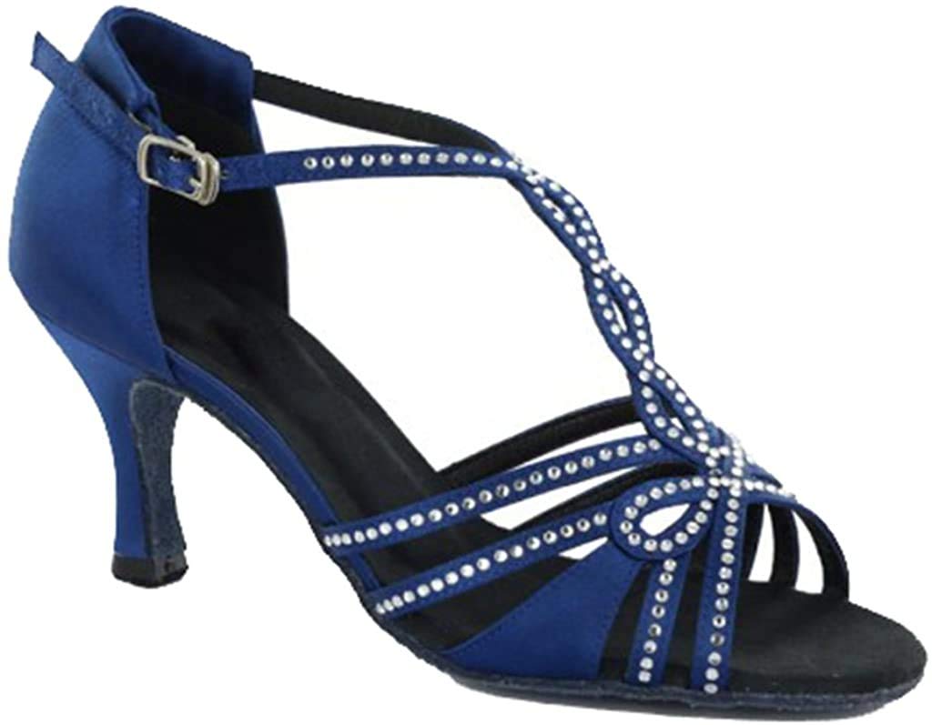 MGM-JoymodWomen's Peep Toe T-strap Rhinestones Satin Tango Ballroom Latin Modern Dance Shoes Evening Wedding Sandals