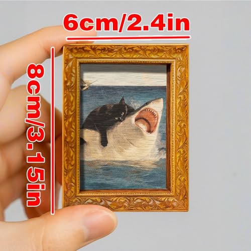 Imán decorativo mini gato sobre tiburón miniatura 5