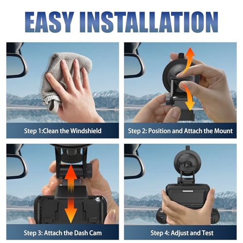 Image of PRUVEEO Suction Cup Mount D90-4CH D88-4CH D80-4CH 4 Channel Dash Cam
