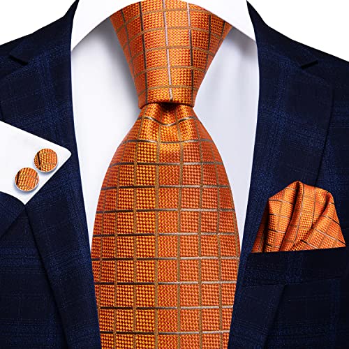 Image of Hi-Tie Men 63inches Tie Set Extra Long Necktie Paisley Tie Pocket Suqare Cufflinks Big and Tall Men Tie