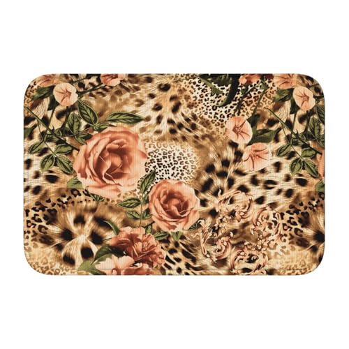 玄関マット ヒョウ柄 豹柄 花柄 バスマット 室内 屋外 足拭きマット カーペット おしゃれ 北欧 滑り止め付き 洗える ベットルーム 浴室 台所 寝室 業務用 家庭用 40×60cm