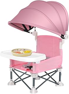 Baby Folding Dining Chair Portable High Chair for Babies Multifunctional Child Little Seat Dining Travel Compact Booster Seat Portable Travel High Chair with Removable Tray and Sunshade