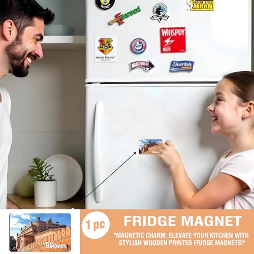 Image of Elegant Fridge Magnet with Themes |Rectangular Size Refrigerator Magnet with Magnetic Rubber Back | Pack of 1, 8.6cm X 5.4cm (Bikaner)