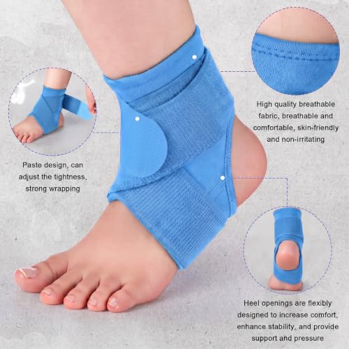 Image of Honoson 2 Pcs Ankle Brace Kid Ankle Support Youth Neoprene Lace up Compression Sleeve Foot Brace Stabilizer with Adjustable Strap for Sport Sprained Plantar Fasciitis Achilles Tendonitis(Light Blue,S)