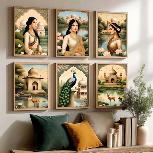 Image of kotart Premium Traditional Madhubani Art Paintings with Frame for Home Decor - Painting for Wall Decoration - Pack of 6 (19x25 inch)