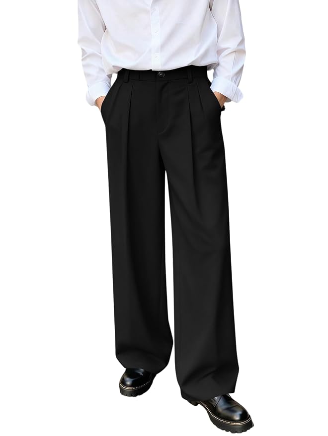 Avix Pleated Wide Charcoal Trousers