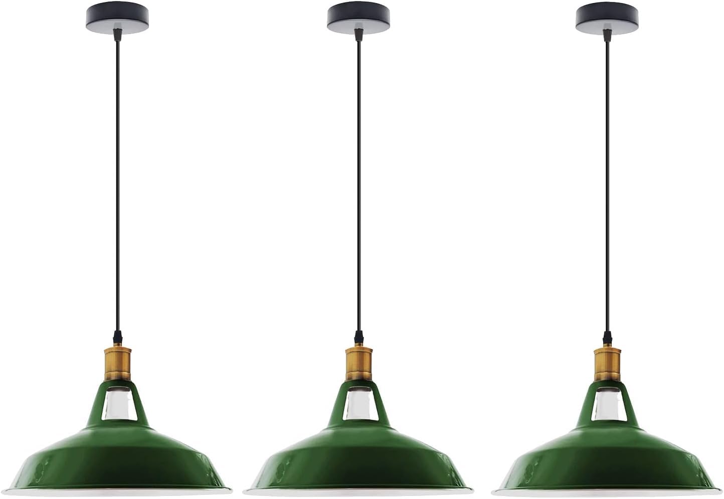HXYSXHJUO 3PCS Vintage Retro Chandelier Industrial Pendant Ceiling Light E27 Metal Lampshade LED Fixture Loft Lamp (Green, with Bulb)
