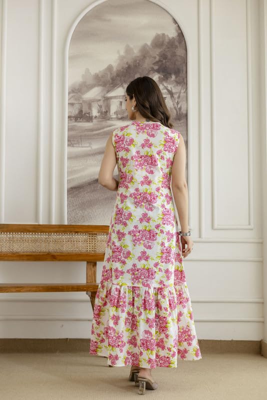 Image of Daevish New Rayon Floral Printed Flared Maxi Dress for Women | Women Maxi Dress