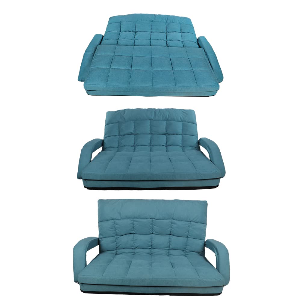 Yatai Floor Sofa with Armrest and Pillow, Adjustable Comfy Lazy Sofa Bed, 3-In-1 Sofa Floor Cushion & Sleeping Mattress, Multipurpose Foldable 2 Seater Majlis Recliner Lounge Couch for Living Room