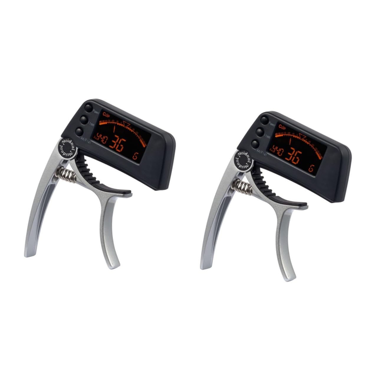 2piezas Sintonizador Digital y Para Guitarra Ukelele Clip Pantalla Lcd y Diseño Elegante Plata