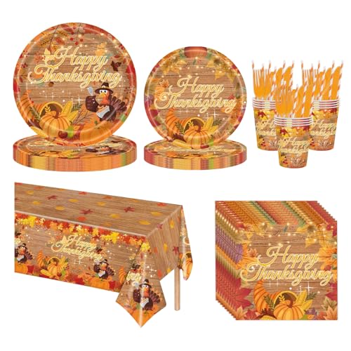 YYBD 161Pcs Thanksgiving Tablewares Set Turkey Dinnerware, Serve 20