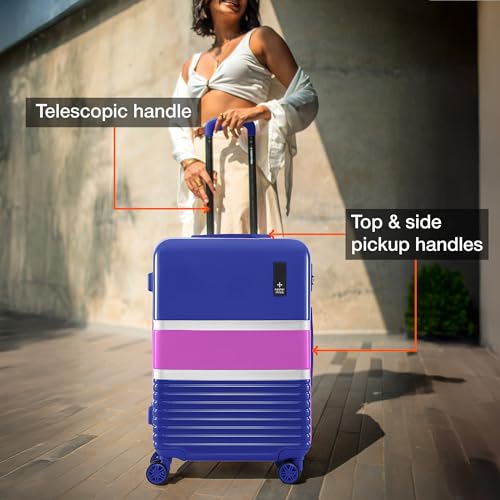 Image of Nasher Miles Mexico Hard-Sided Polycarbonate 8 Wheels Double Spinner Check-in Luggage Blue and Pink 24 inch |65cm Trolley Bag, Medium
