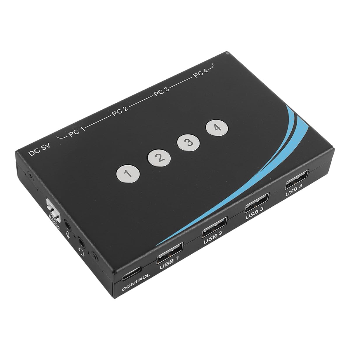 Ubric Switch USB 3.0 4 ingressi/4 uscite con cavo dati USB 3.0 AM-AM, 4 porte di condivisione per computer con supporto per tastiera, mouse, scanner e stampante