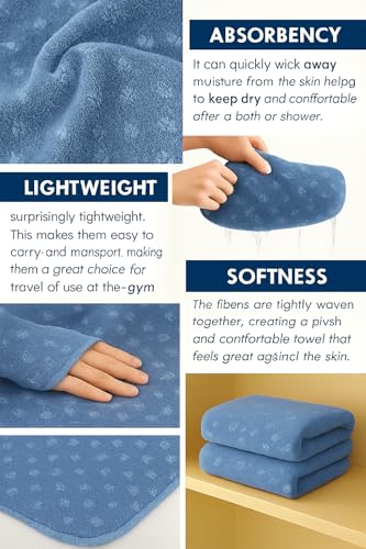 Image of Cortina Reversible Embossed Microfiber Towels for Bath Large Size-Super Soft Coral Fleece Bathing Towel with Hook Quick Dry Super Absorbent-Bath Towel for Men and Women-70x140 cm [Grey]
