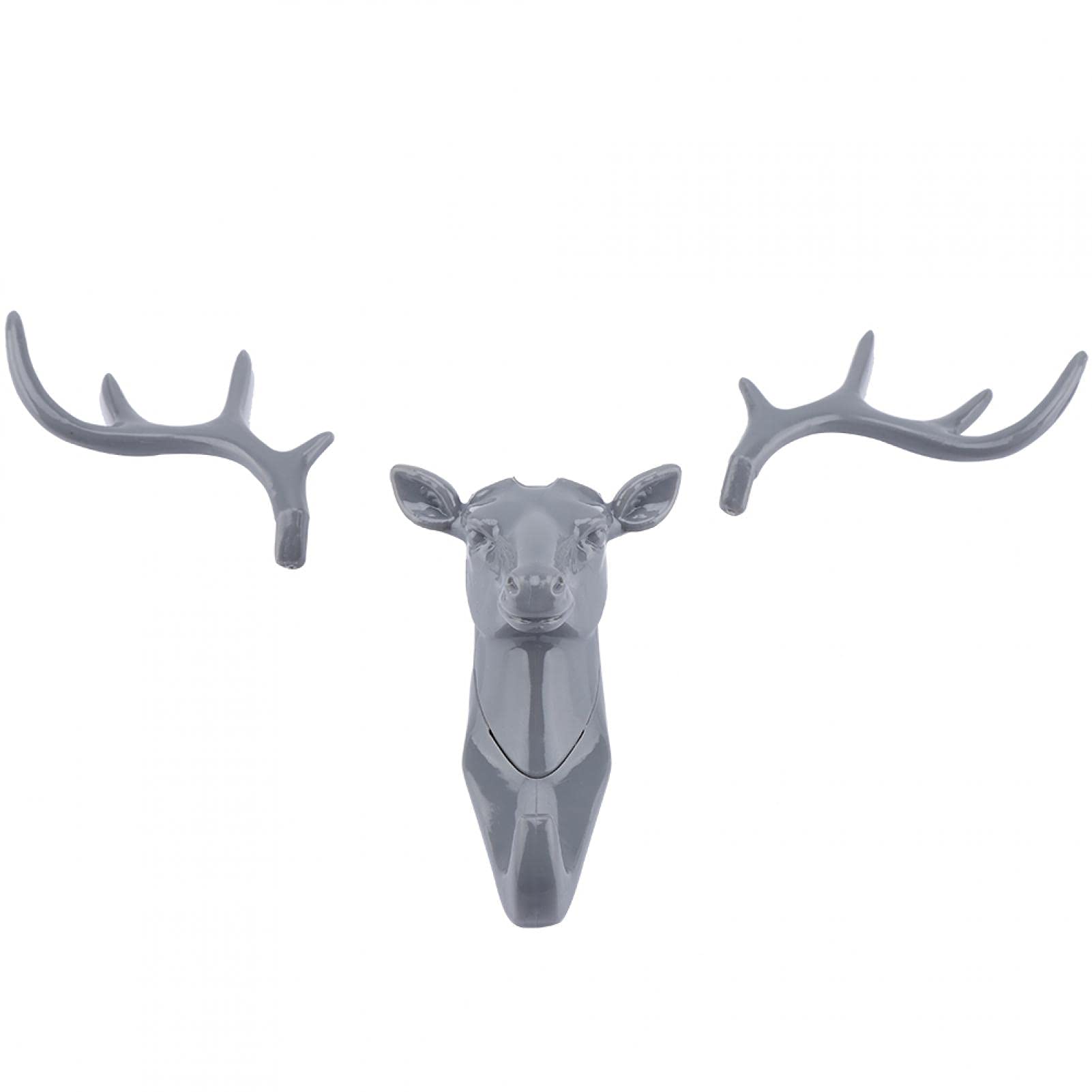 Deer Hook, Coat Hook Deer Head Hanger, Wall Decoration for Living Room Bathroom Home Room Decor(grey)