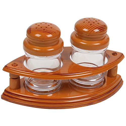 Image of Nabhya Complete Dining Table Set of Pickle Jars, Salt and Pepper Dispenser, Toothpick Holder and Spoon Holder(Wooden Look Design, Plastic) (Rasoi)
