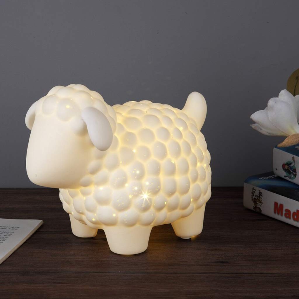 Lámparas de Mesa, Lámpara de Lectura, Lámpara de Escritorio, Lámpara de Mesa de Porcelana Blanca con Forma de Animal, Oveja, Lámpara de Noche para Dormitorio, Lámpara de Mesa