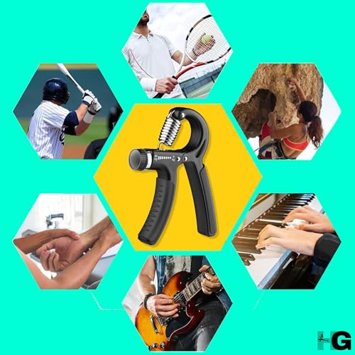 Image of 5 Kg to 60 Kg Adjustable Hand Grip Strengthener, Hand Gripper for Men & Women for Exercise & Gym Workout Hand Exercise Equipment to Use in Home for Forearm Exercise, Finger Exercise Gripper- (Black)