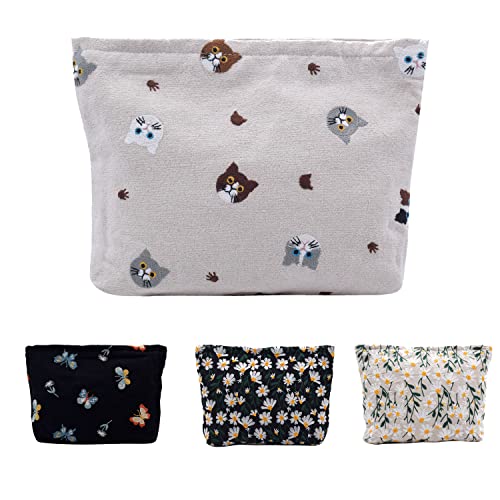 Trousse de Maquillage en Toile Trousse cosmétique pour Femmes avec Fermeture éclair Grande capacité Sac à Main Voyage Trousses de Toilette Pochette de Rangement Accessoires Organisateur Cover