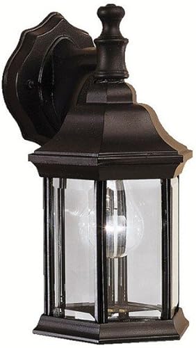 Kichler Chesapeake - Lámpara de pared para exteriores de 11.75 pulgadas con cristal biselado transparente, color negro