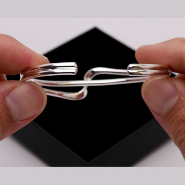 Silverly Bracciale in Argento Sterling Bangle Rigido Aperto Corda