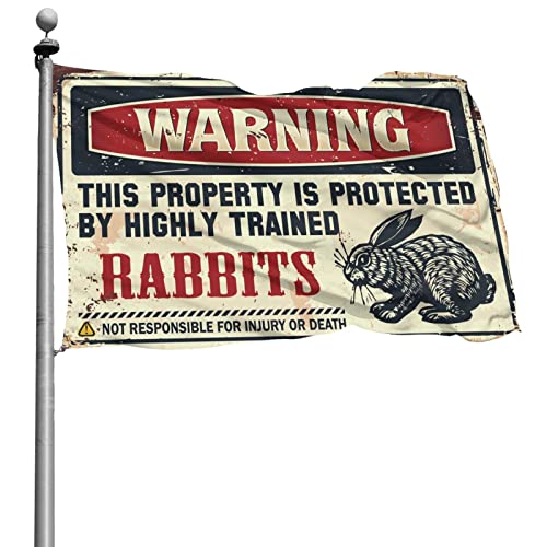 Drapeau highly trained rabbits, affiche chambre ado garçon et déco extérieure