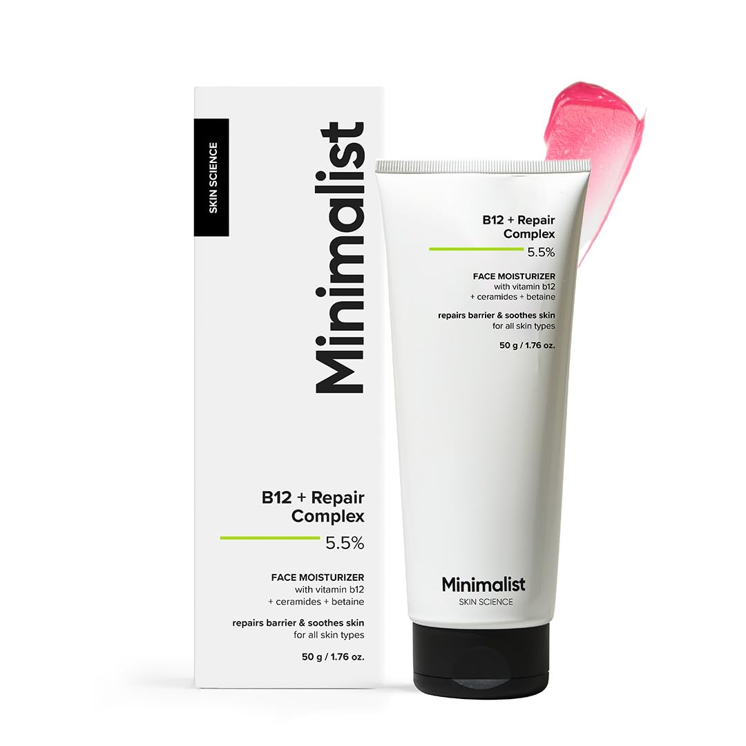 Minimalist Barrier Repair Face Moisturizer with Vitamin B12 Repair Complex 5.5% with Ceramides for All Skin Types | Strengthens Skin Barrier, Boosts Hydration, Soothing, Lightweight Gel Texture | 50 gm