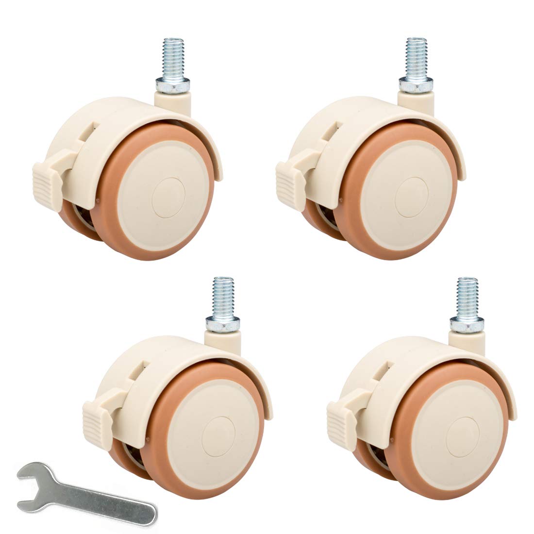 Zguouzantye Yellow 4 Stem Swivel Caster Wheels 1.9 Inch For Furniture
