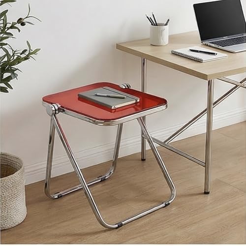 Image of The Artment Red GlacierTray Foldable Transparent Acrylic End Table, Multi-Purpose Side Table, Serving Tray & Magazine Rack, Space-Saving for Modern Living Spaces | Use for Home & Office