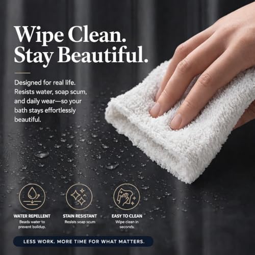 Image of EHZNZIE Dark Grey Shower Curtain Liner 72x72, PEVA Waterproof Bath Curtain, No Chemical Smell, 3 Weighted Magnets, Durable with Rustproof Metal Grommets