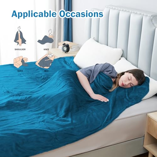 Electric Heated Blanket Full Size 72"x84", 5 Heating Levels & 10 Hours Auto Off Large Oversized, Machine Washable, Home Office Use, Blue