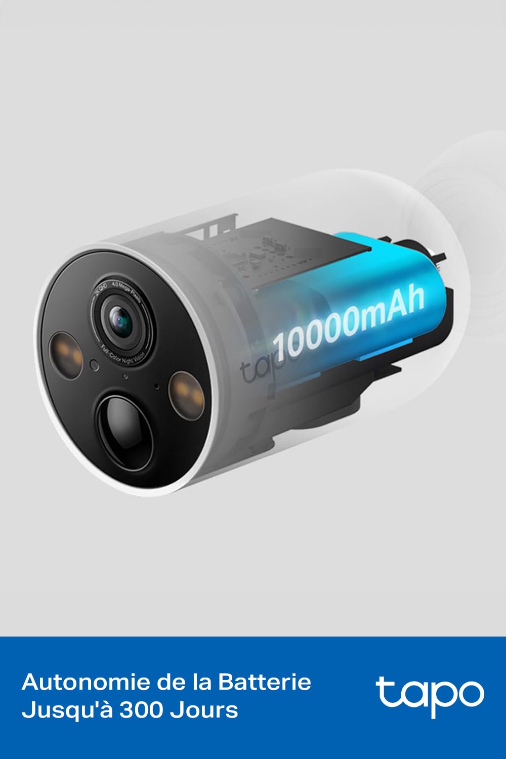 Tapo C425 2.5K(4MP) Caméra de Surveillance WiFi Extérieure sans Fil Batterie 10 000mAh, Autonomie de 300j, AI Détection, Vision Nocturne en Couleur, IP66 Etanche, Aucune hub requis(Base magnétique)
