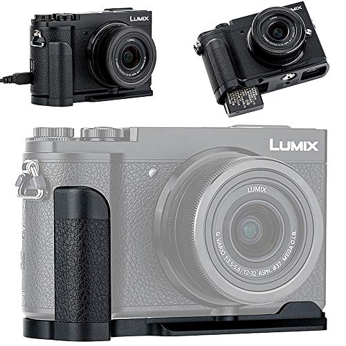 Soporte de metal en L para Panasonic Lumix GX9 GX85 GX80 GX7 Mark III II Antideslizante, sin bloqueo a interfaces Jack y compartimento para tarjeta de memoria, sustituye a Panasonic DMW HGR2