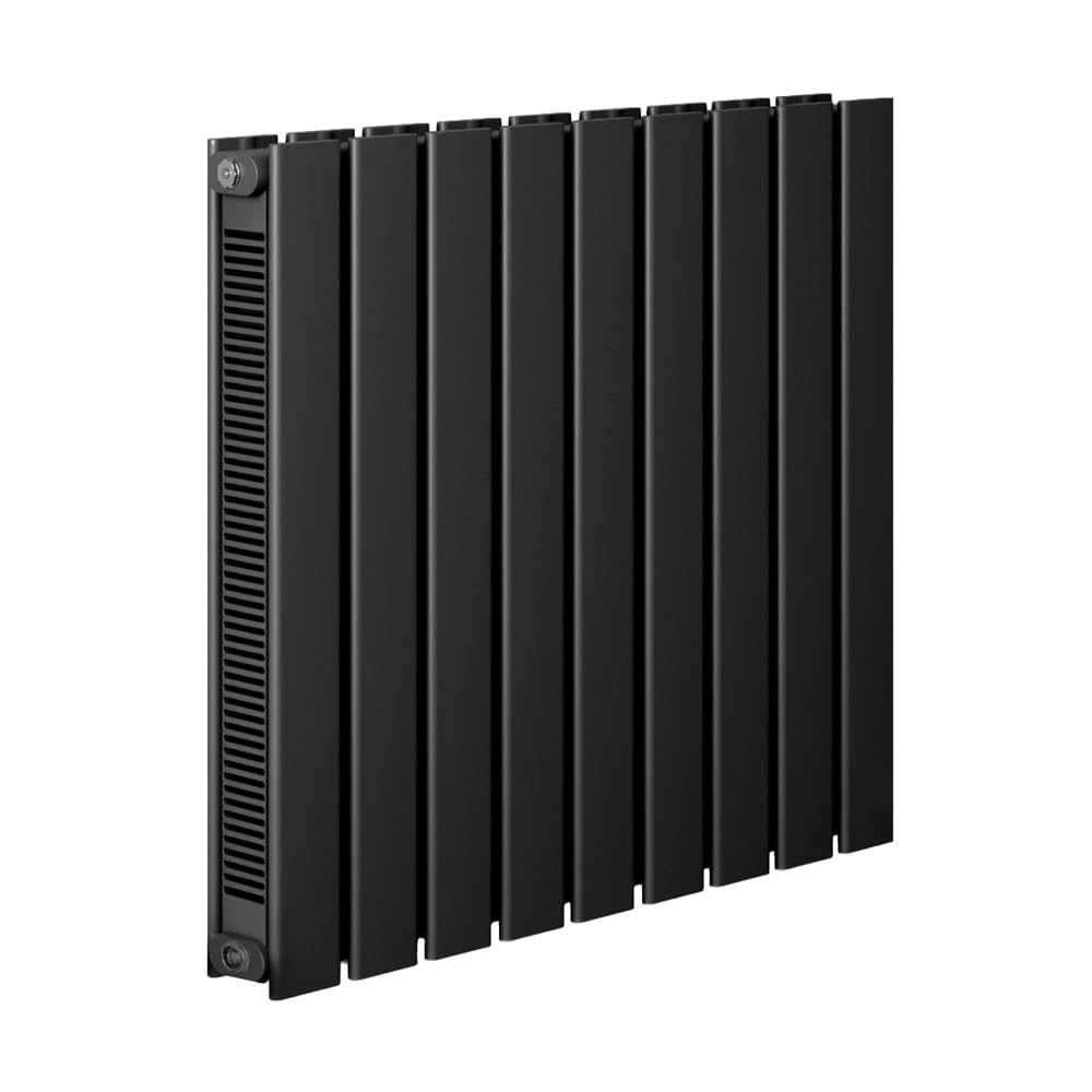 Milano Erin Black Horizontal Double Flat Panel Convector Radiator - 600mm x 630mm