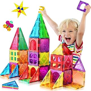 Magnetic Building Blocks 3D Colorful Magnetic Tiles for Kids Ages 4-8 STEM Early Educational Construction Magnetic Toys Building Set for Toddlers 3 + Year Old Boys Girls Christmas Birthday Gifts