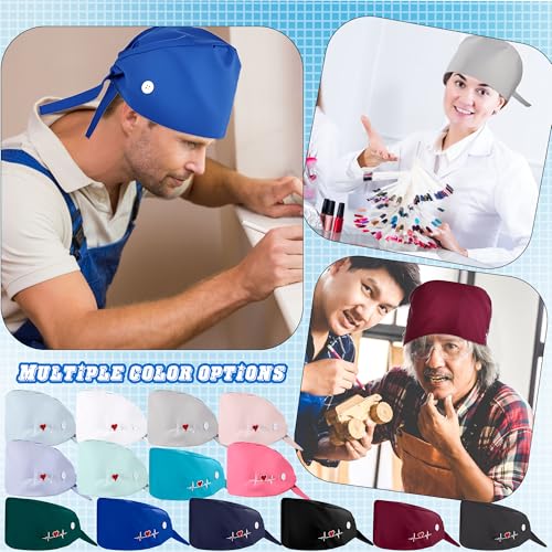 14 Pcs Bouffant Nursing Hats Scrub Caps Ajustables de Algodón miniatura 6