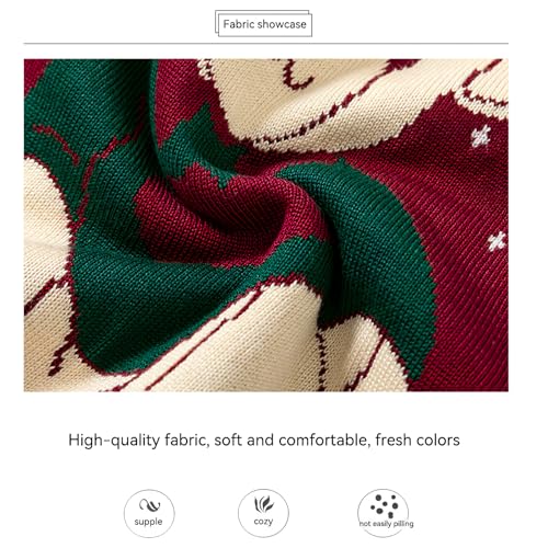 Merry Christmas Kids Sweater, Snowflake Print Long Sleeve Top, Green Knitwear with Bear4