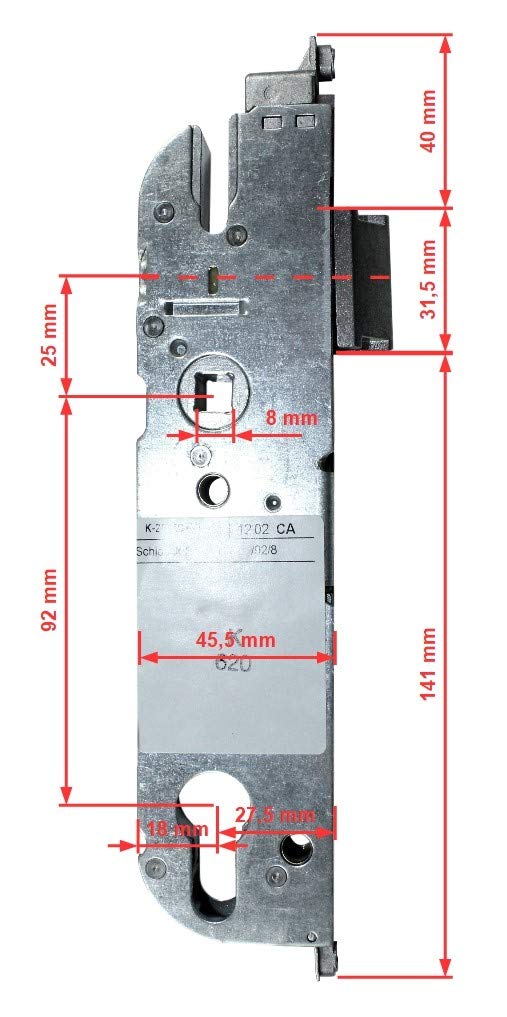 GU Secury Reparatur Schlosskasten Hauptschloss 6-30844-AQ-0-1 oder auch K-20046-BF-0-1 OHNE Riegel, Dornmaß: 30mm (27,5mm) / Entfernung: 92mm, incl. SN-TEC® Montagematerial & SN-TEC® Montageanleitung