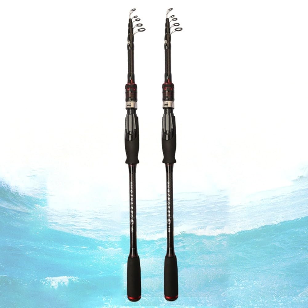 Caña de pescar telescópica de fibra de carbono elástica, ligera y portátil, ideal para pesca Luya Perch