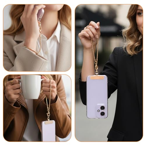 QFGasre Phone Wrist Strap Metal Phone Chain Wristlet Detachable Cellphone Lanyard Wrist with 2 Tether Tab Wristlet Straps for Cases Phones Charm Strap for Women Shopping Traveling Party Walking - image 3